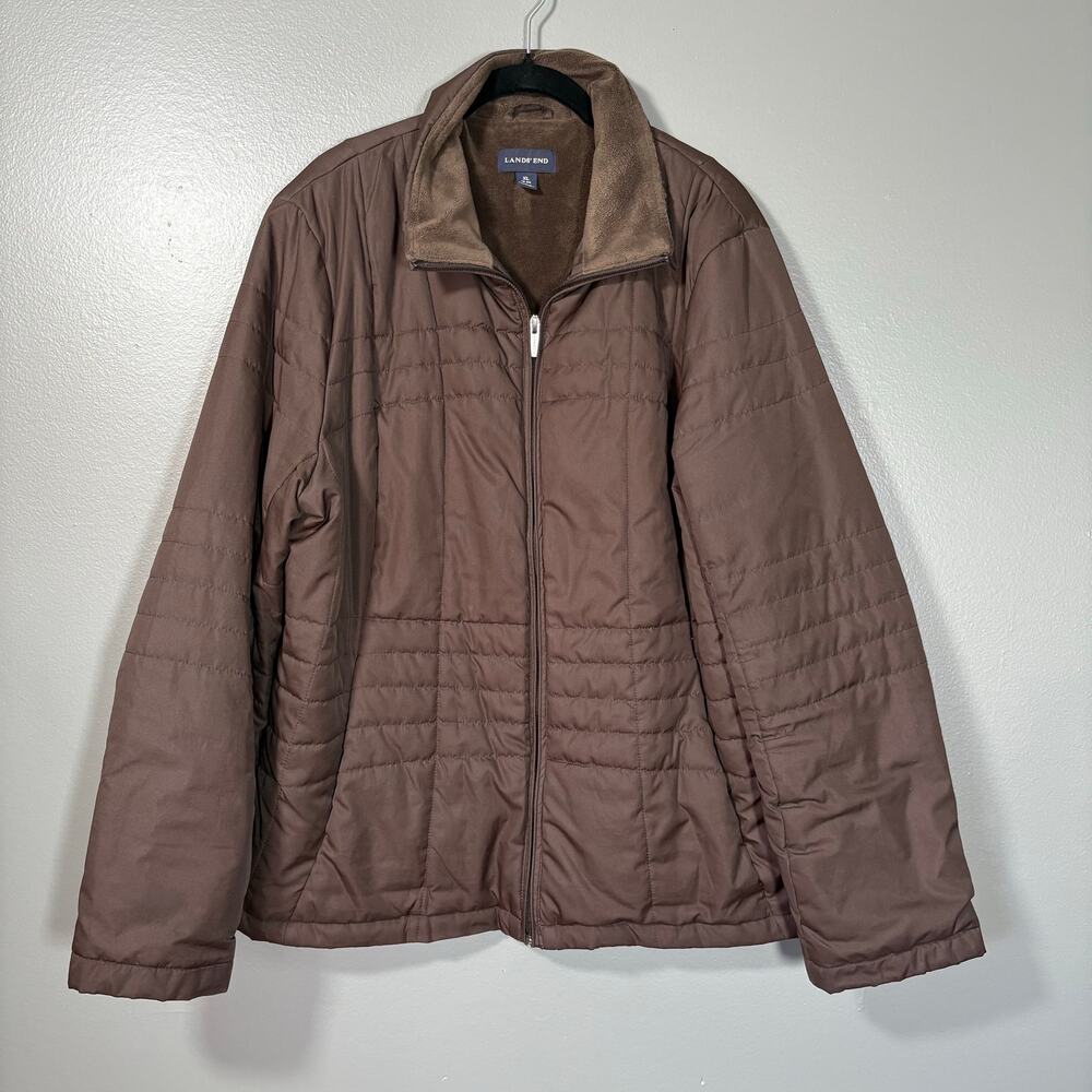 Lands' End Brown Fleece Lined Quilted Puffer Jacket - 18/20 - Women's Plus Size